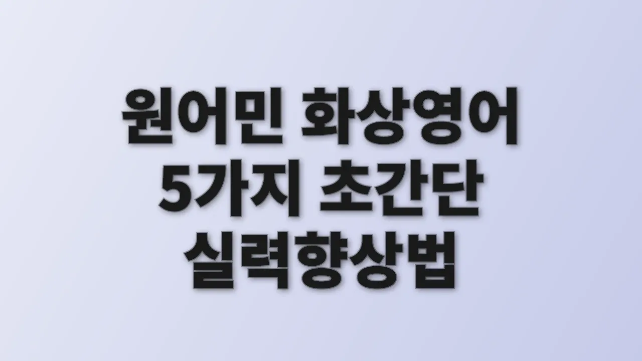 원어민 화상영어 5가지 초간단 실력향상법